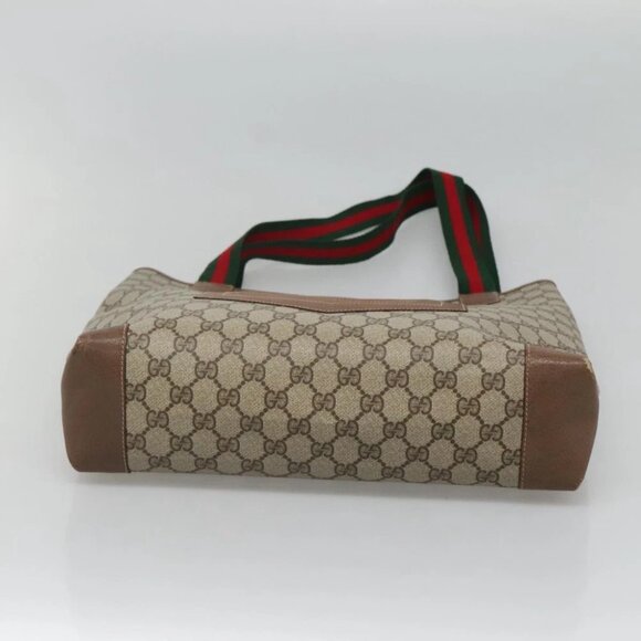 GUCCI GG Supreme Web Sherry Line Tote Bag PVC Beige 002 904 0222 Auth BA1254 - Picture 10 of 15